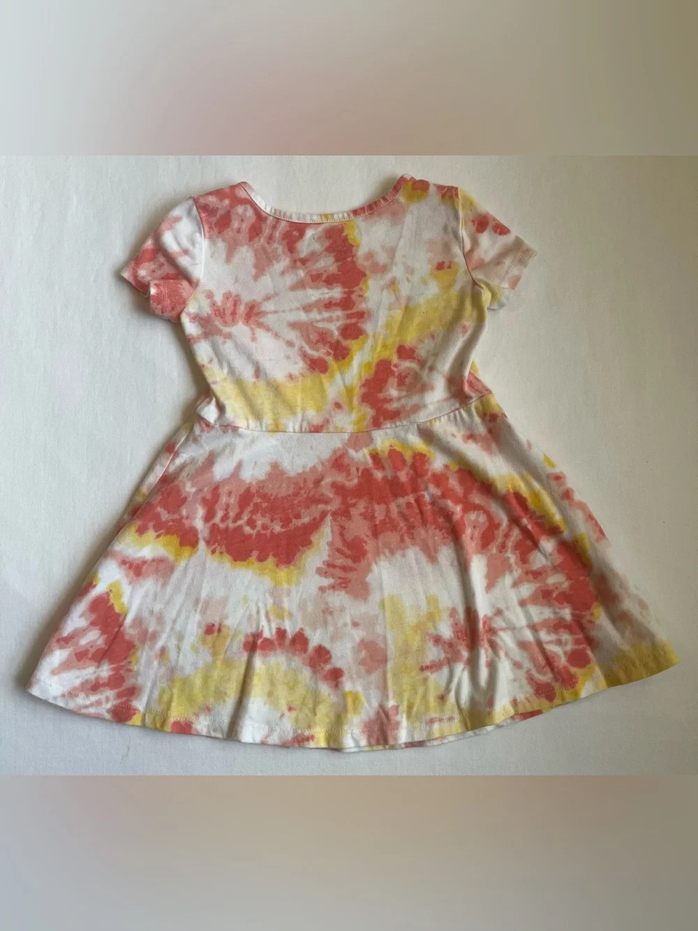 The Children's Place Coral  & Tie-Dye Yellow-Pink Knit Skater Dresses Size 2T